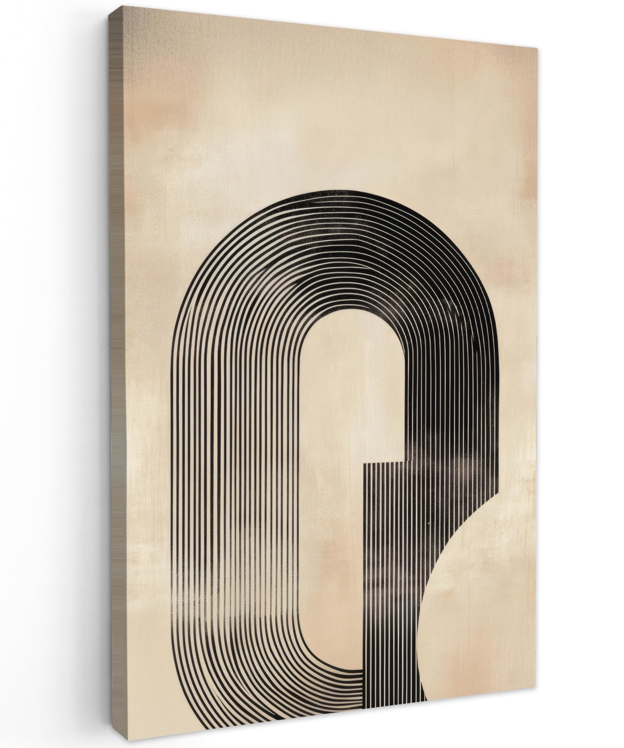 MuchoWow© Canvas Wall Art 31"x47" / 80x120 cm Home Decor Paintings for Living Room Decorations Gifts Hallway Arch - Stripes - Minimalist - Black