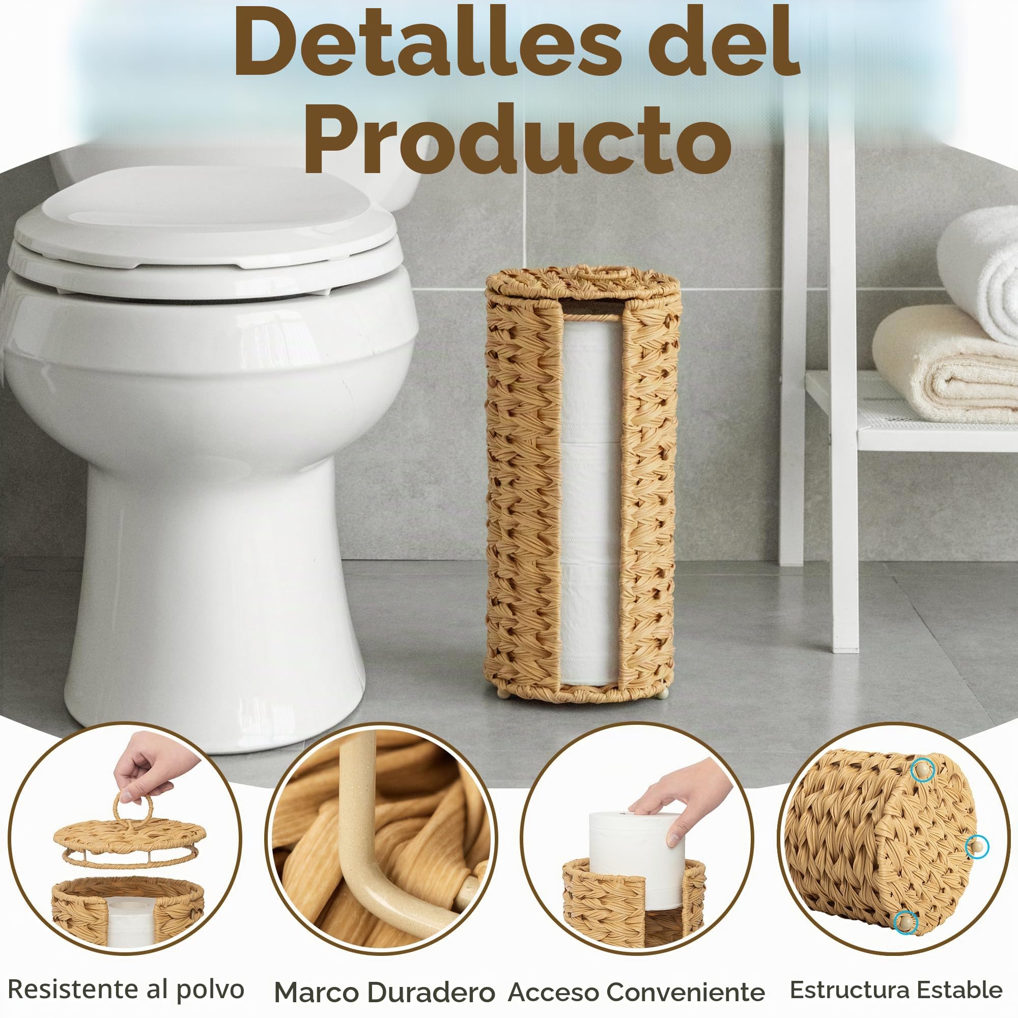 GRANNY SAYS Soporte de Almacenamiento de Papel higiénico, Soporte de Papel higiénico con Almacenamiento, Soporte de pañuelos de baño, Soporte de Rollo de Inodoro Independiente, Organizador de Papel