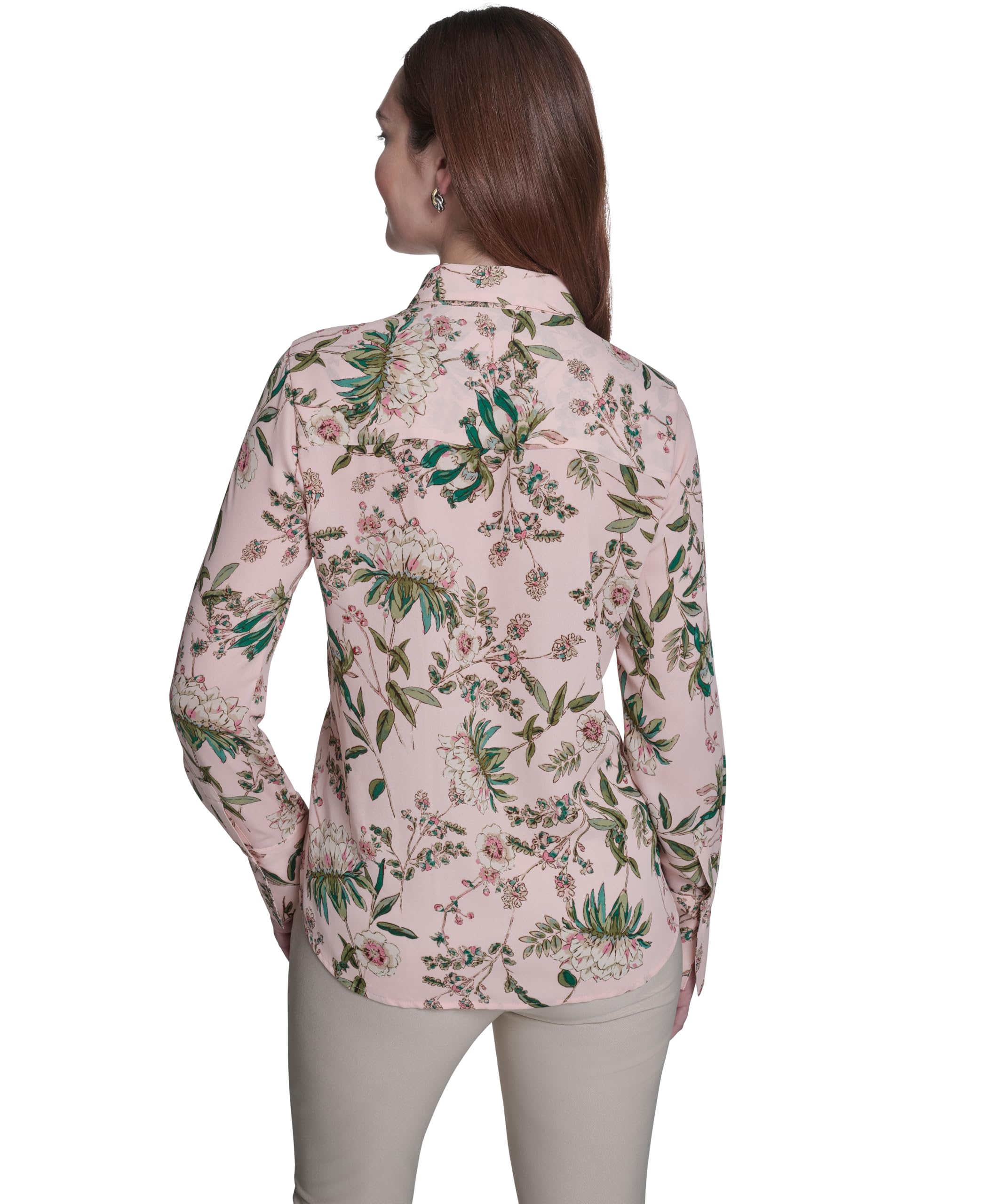 Tommy Hilfiger Damen Collared Neck Long Sleeve Printed Button Up Shirt Bedrucktes Langarmhemd mit Kragen und Knöpfen (1er Pack)