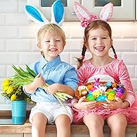 Vista 3 de ThinkMax 24 huevos de Pascua rellenos con marionetas de dedo para rellenar cestas de Pascua, búsqueda de huevos de Pascua, recuerdo de fiesta