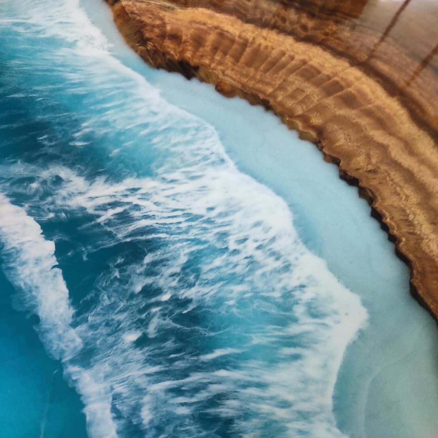 Customized Large Epoxy Table, Mountain Blue Ocean Wave Look, Resin Dining Table for 2, 4, 6, 8, Epoxy Coffee Table, Living Room Table, Home décor