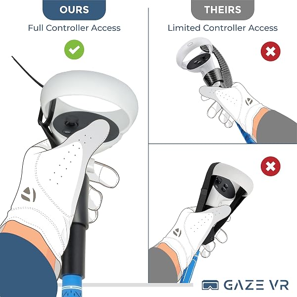 Gaze VR | VR Golf Club Attachments for Meta Quest 2 | Pro Grip | Right & Left Controllers | Blue - 2