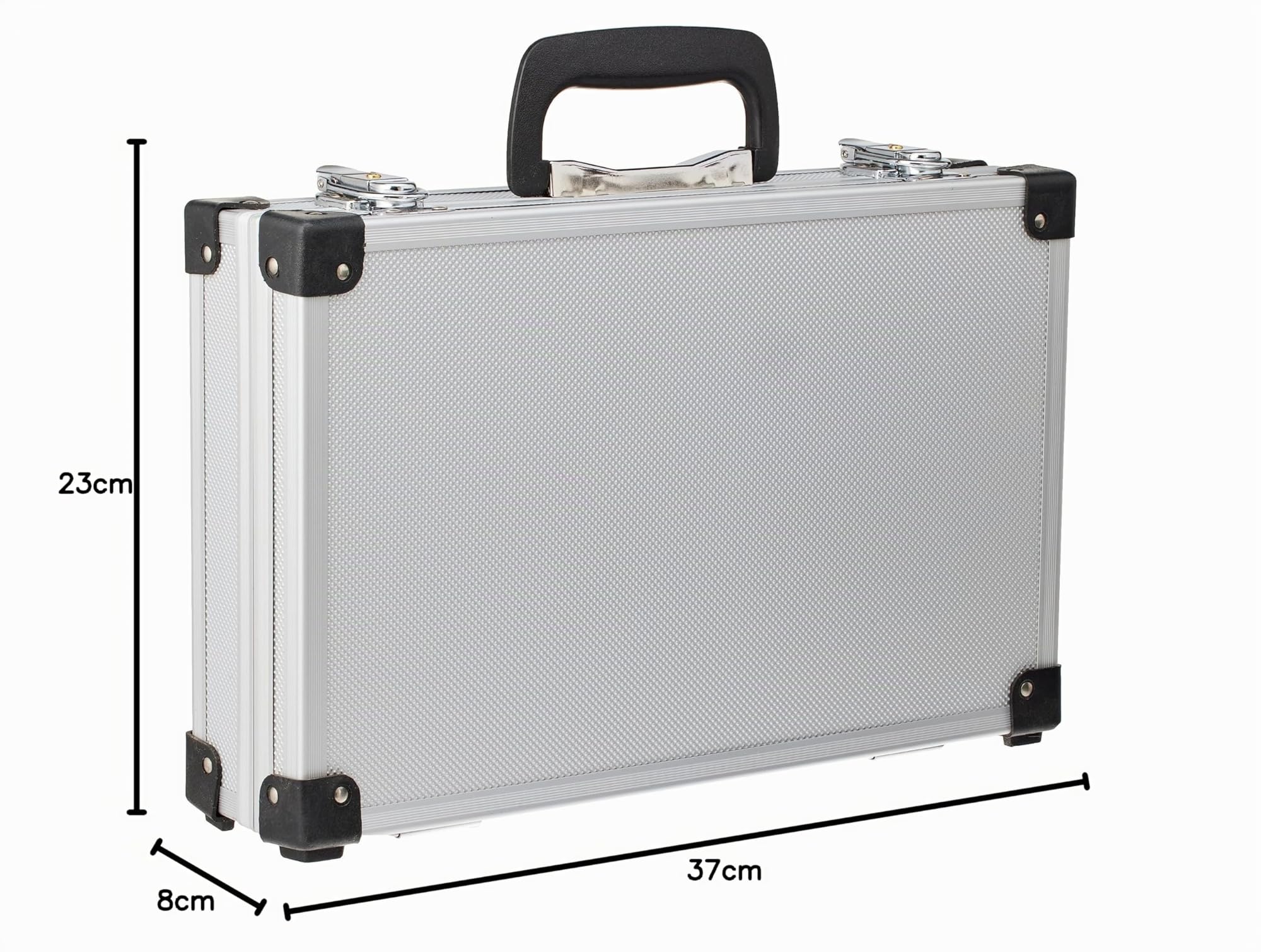 PeakTech 7260 – Estuche de transporte de aluminio resistente para instrumentos y herramientas de medición, acolchado de espuma, candado, de, a prueba de polvo, L - 370x80x230 mm