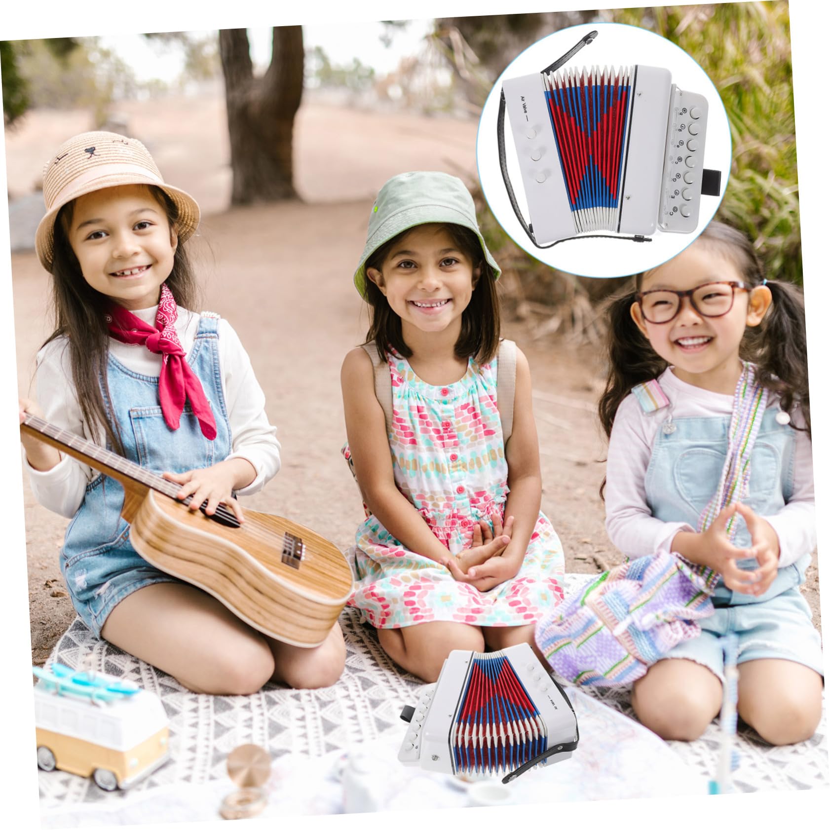 Fisarmonica Educativa per Bambini, 7 Tasti, Abs Bianco | Strumento Leggero, Allenamento Manuale, per Kids, Organetto da Apprendimento Uso Iniziale