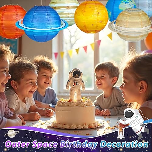 Miniatura 6 de 8 linternas de papel de planetas, decoraciones de fiesta del espacio exterior de 12 pulgadas, linterna colgante del sistema solar para niños,