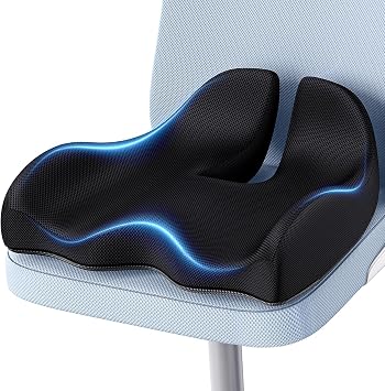 A-Pce Large Memory Seat Cushion for Office Chair Pressure Relief Sciatica & Tailbone Pain Relief Memory Foam Firm Coccyx Pad for Long Sitting, for Office Chair, Gaming Chair and Car Seat, Black