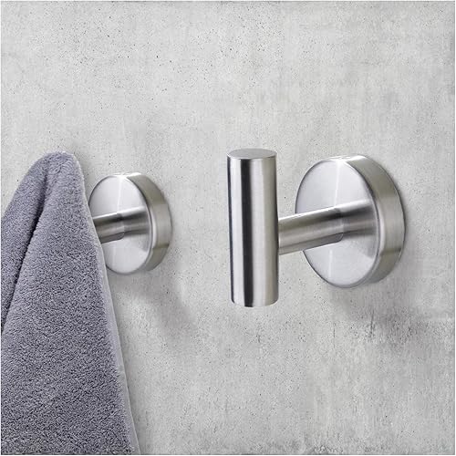 Bntuk Ganchos adhesivos para toallas de baño, ganchos de ducha impermeables de acero inoxidable, ganchos para colgar ropa, ganchos de pared para