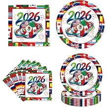 100Pcs International World Flags Decorations Tableware - Soccer theme Plates and Napkins Set, Around the World Globe Party Tableware for Soccer Birthday Party Decorations