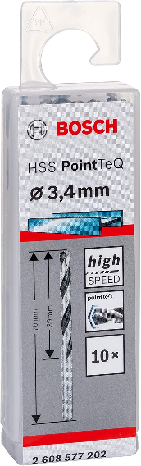 Bosch Accessories 10-piece PointTeQ HSS Twist Drill Bit (for Metal 3.4 x 39 x 70 mm, Drill Driver Accessories) - Image 4