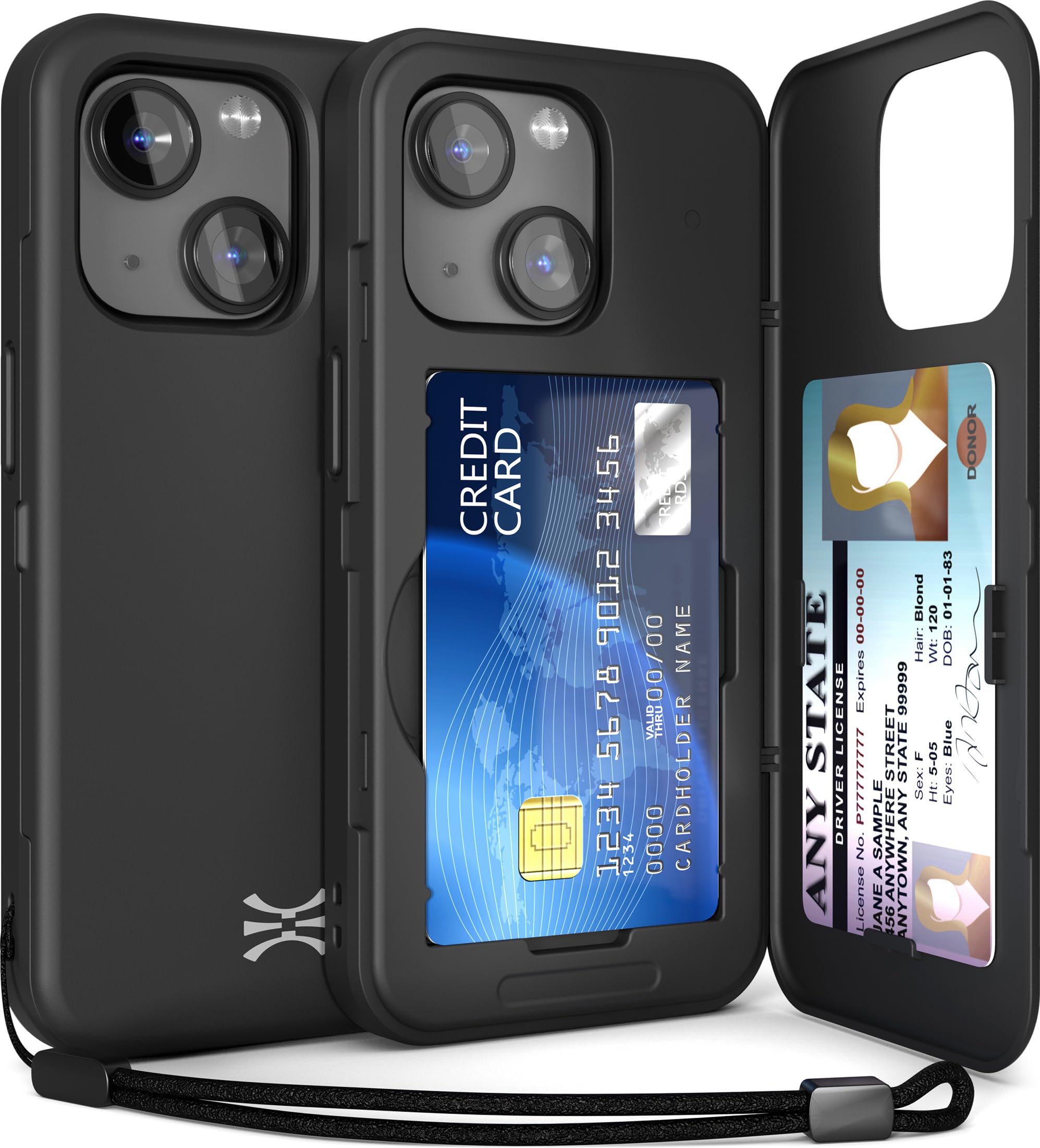 Amazon.com: TORU for iPhone 15 Wallet Case with Card Holder, Hidden ID  Credit Card Slot Flip Kickstand, Slim Fit Shockproof Heavy Duty Phone Cover  with Strap - Black : Cell Phones & Accessories