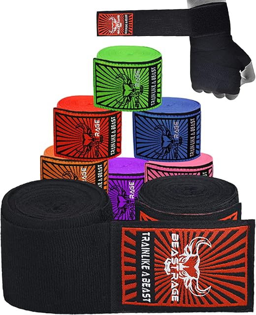 BEAST RAGE Boksowe owijki do rąk ochrona mężczyzn MMA wsparcie wewnętrzne rękawiczki do sztuk walki trening owijanie walka sporty muay thai, pod rękawice 4,5 metra elastyczne bandaże