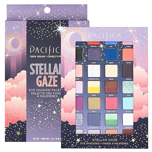 Pacifica Beauty, paleta de sombras de ojos de mirada estelar, 28 tonos de sombra de ojos, sombra de ojos mineral, mate, brillante y brillante,