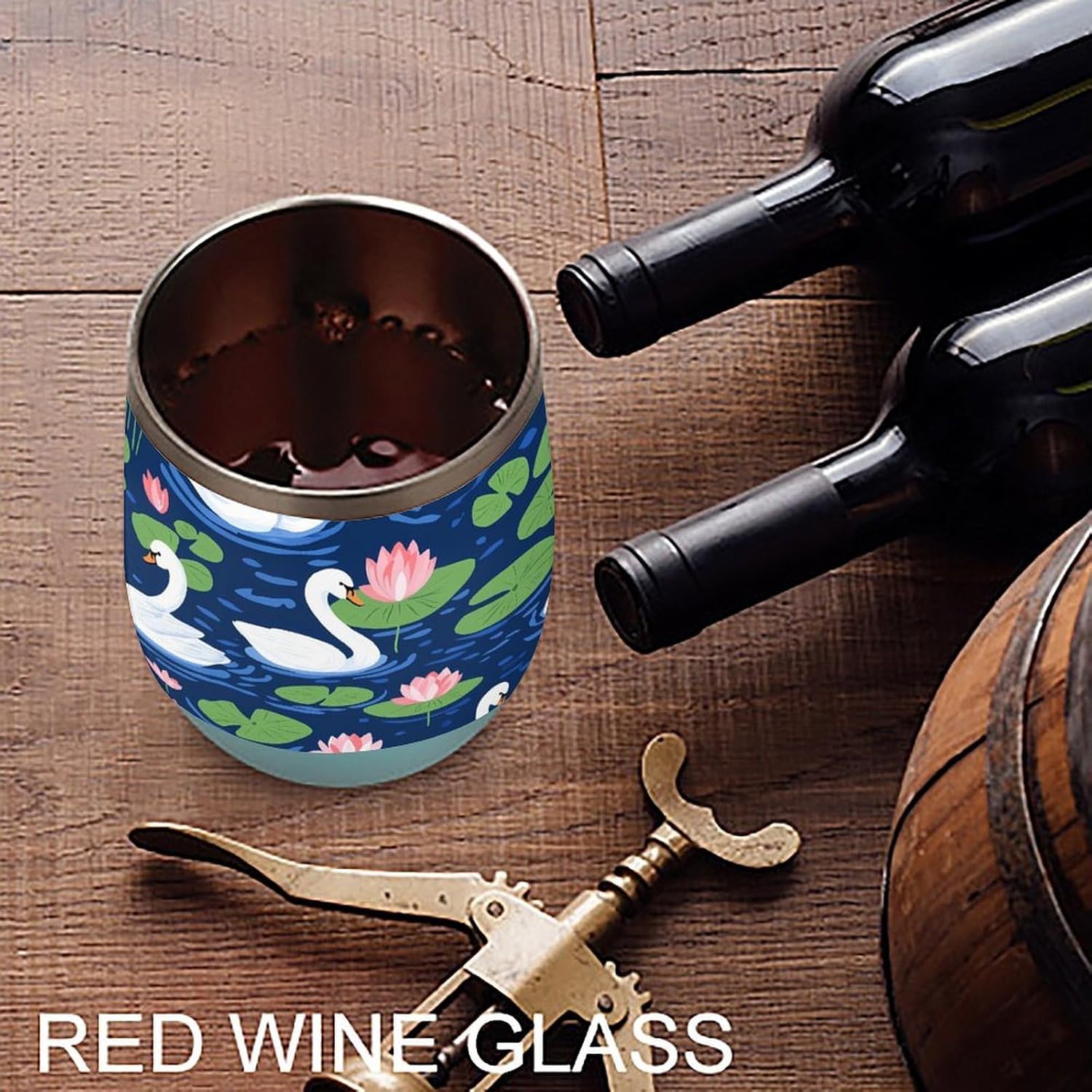 Swans Water Lilies in Pond Insulated Drinking Cup Stainless Steel Coffee Mug Wine Tumbler with Lid 12OZ