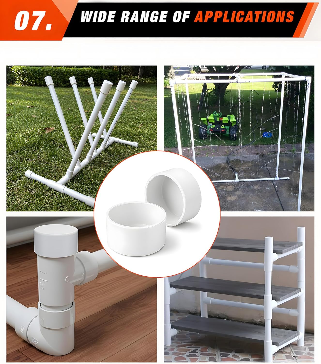 1 Pack 8 Inch PVC End Cap Fitting for Schedule 40 PVC Pipe, White Slip Socket Cap Connector for Irrigation Pool Spa and Cold Water Lines