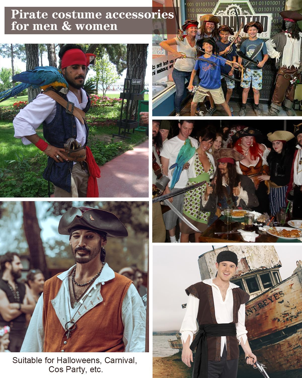 Pirate Costume Accessories Bandana Hat Head Scarf with Waist Belt for Men Women-Halloween Renaissance Cosplay