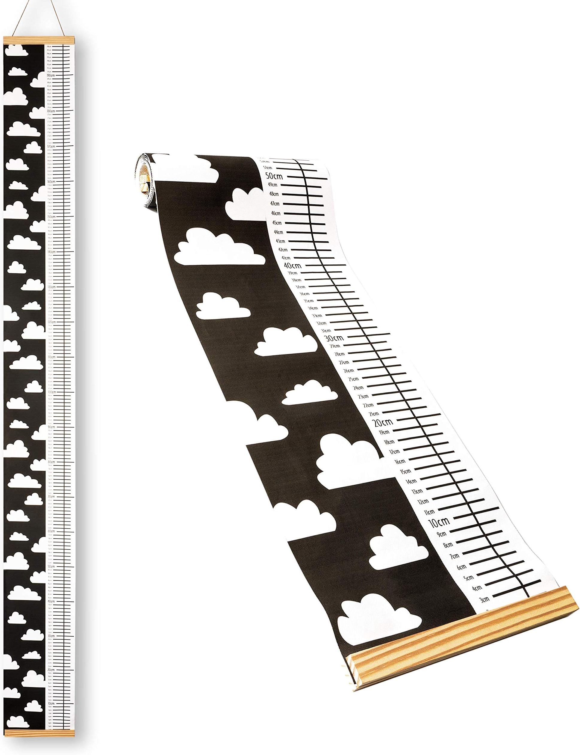 WATSABRO Height Growth Chart Cloud Pattern Canvas Hanging Wall Ruler Decoration Kid Room Bonus Hook and Box 79 x 7.9inch