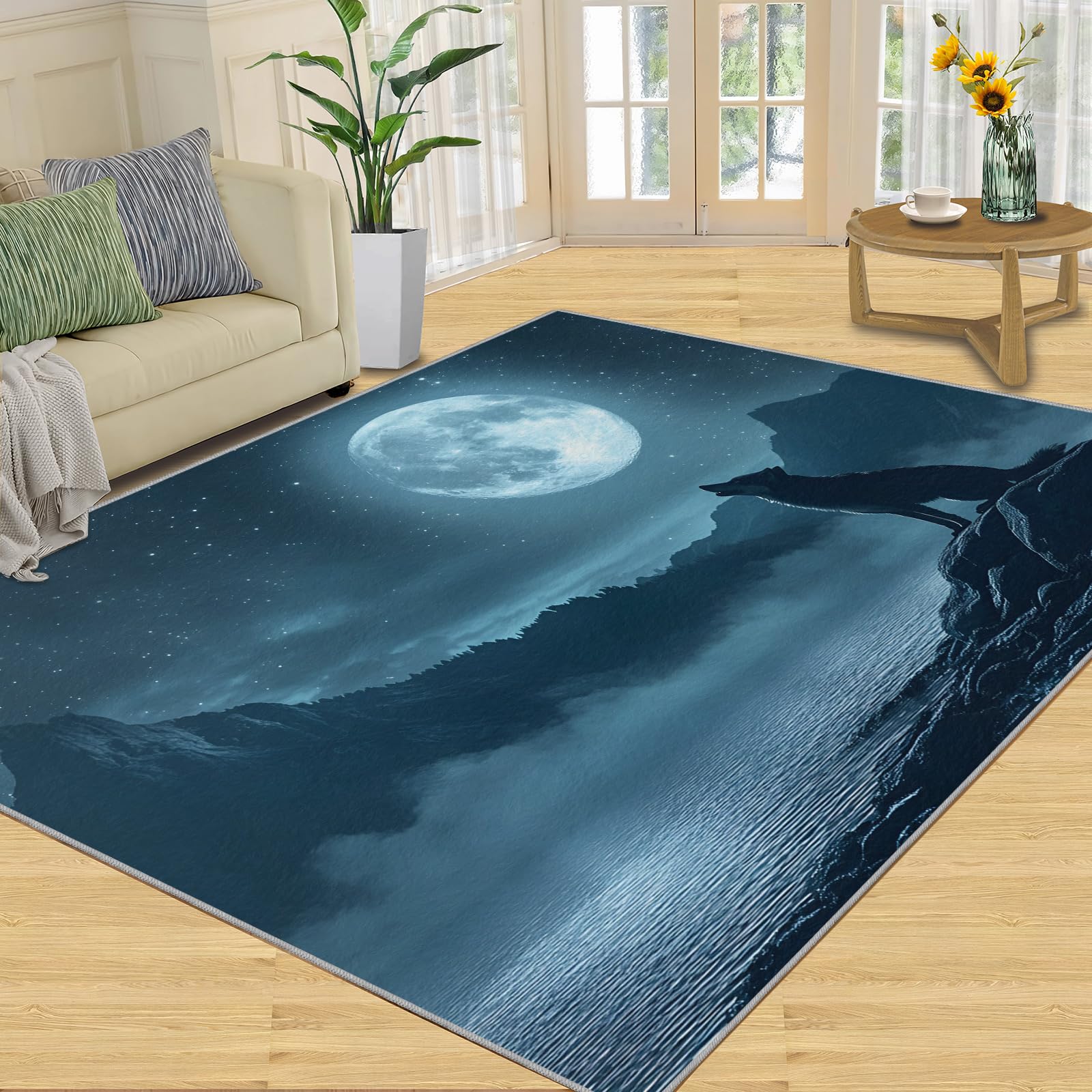 Tapis loup pour salon et chambre - Décoration nuit 90x150cm
