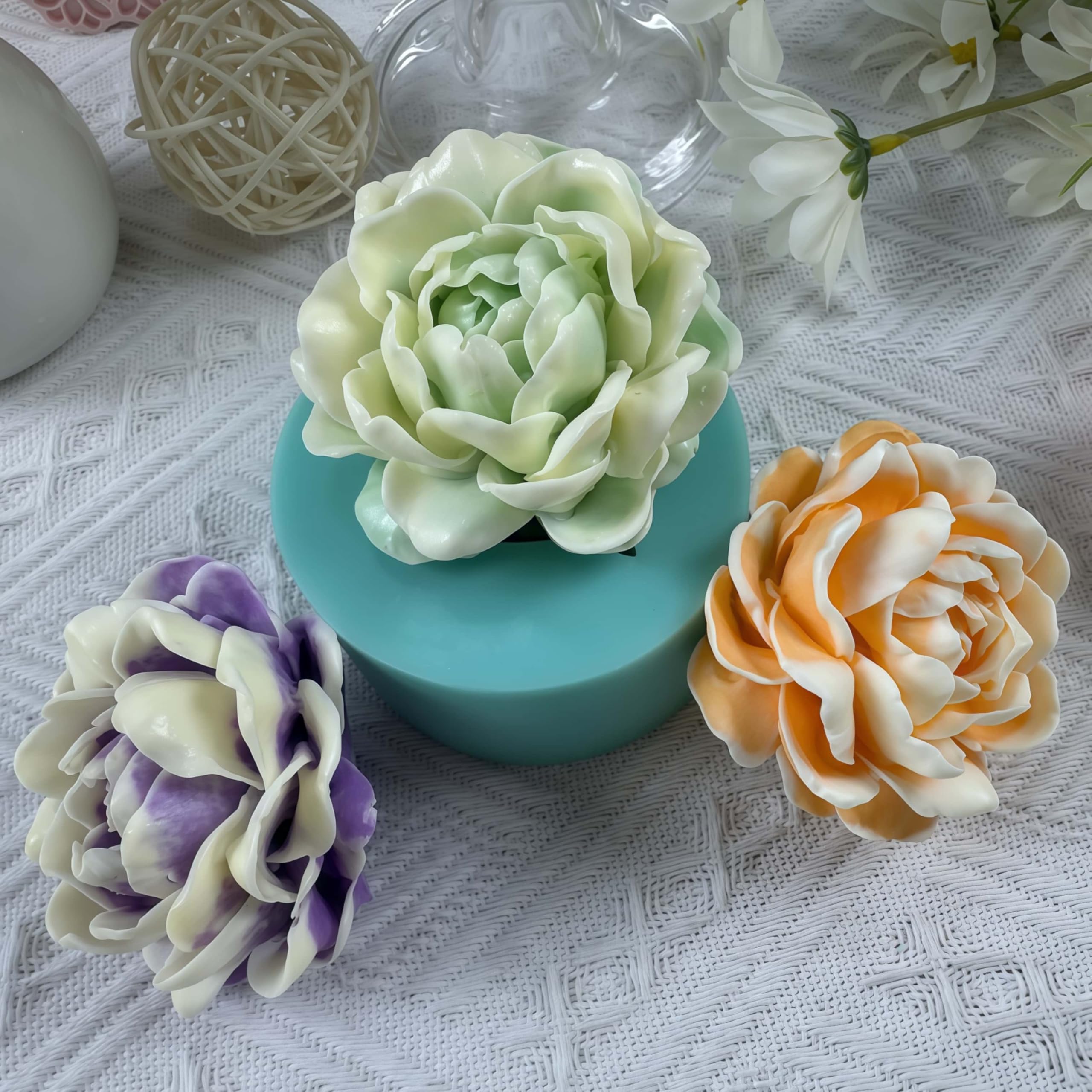 Molde de silicona 3D con diseño de flor de jazmín para mousse, jabón, vela, cera perfumada, chocolate, gelatina, hielo, azúcar, yeso aromático, resina epoxi