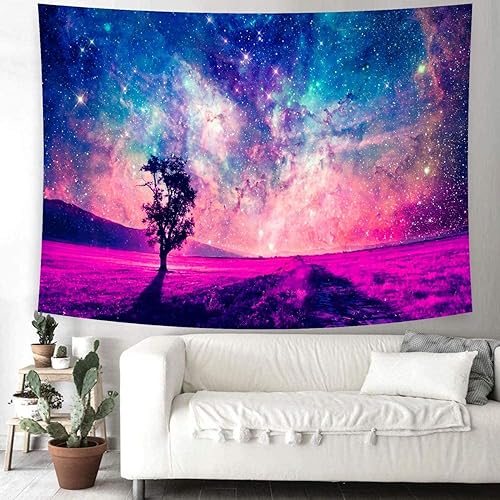 Miniatura 4 de Delur Tapiz de árbol en galaxia, universo y cielo estrellado, tapiz para colgar en la pared, planeta cósmico, espacio exterior, tapiz psicodélico,