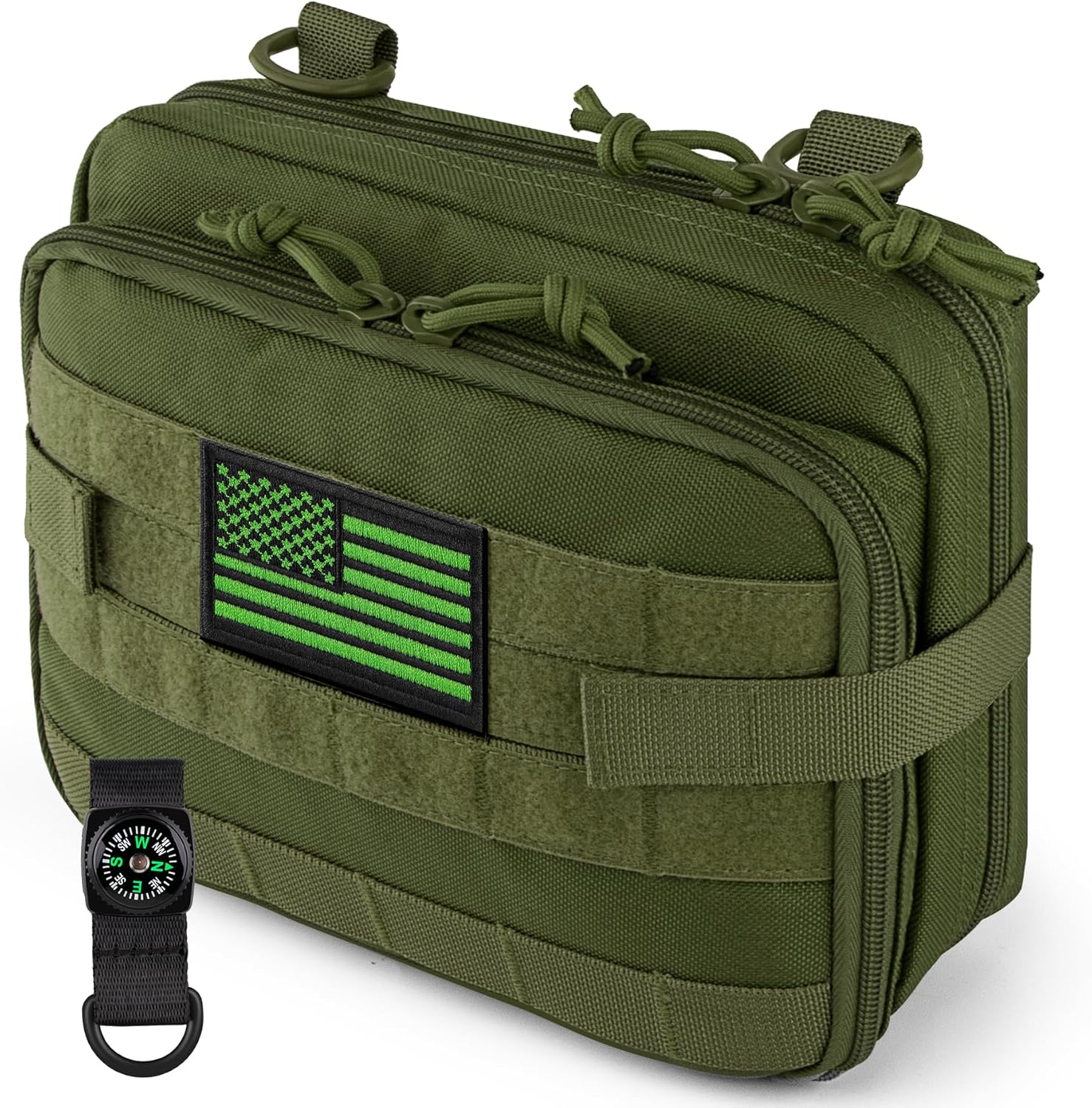 IronSeals Tactical Admin Pouch Expandable Double Layer Molle Attachment EDC EMT Utility Pouch with Map Sleeve Modular Large Capacity Tool Pouch Flag Patch Included