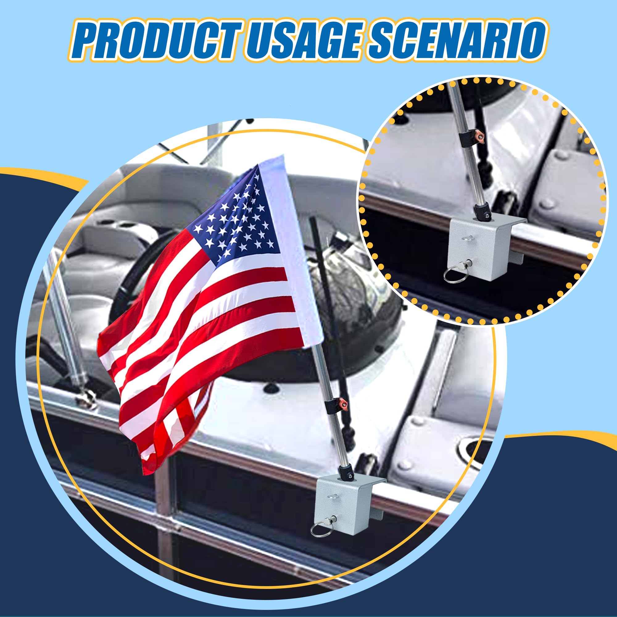 Pontoon Flag Mount Pontoon Boat Flag Pole Mount Fits 3/4