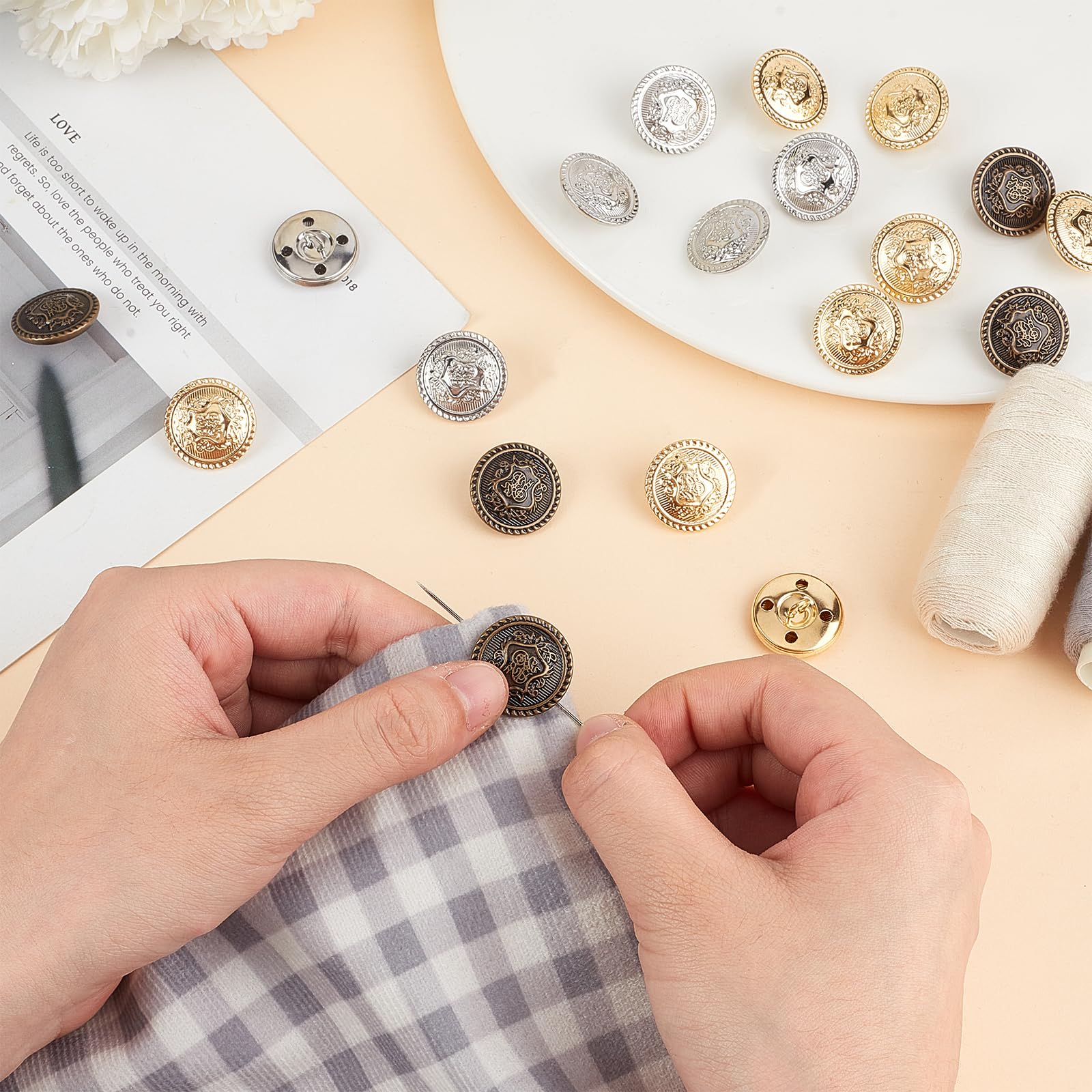 NICENEEDED 30 Pcs Vintage Blazer Buttons, Metal Shank Buttons, 20MM Metal Badge Button Antique Gold and Sliver Sewing Buttons Set for Blazer Suits Coats Uniform and Jacket - Image 4