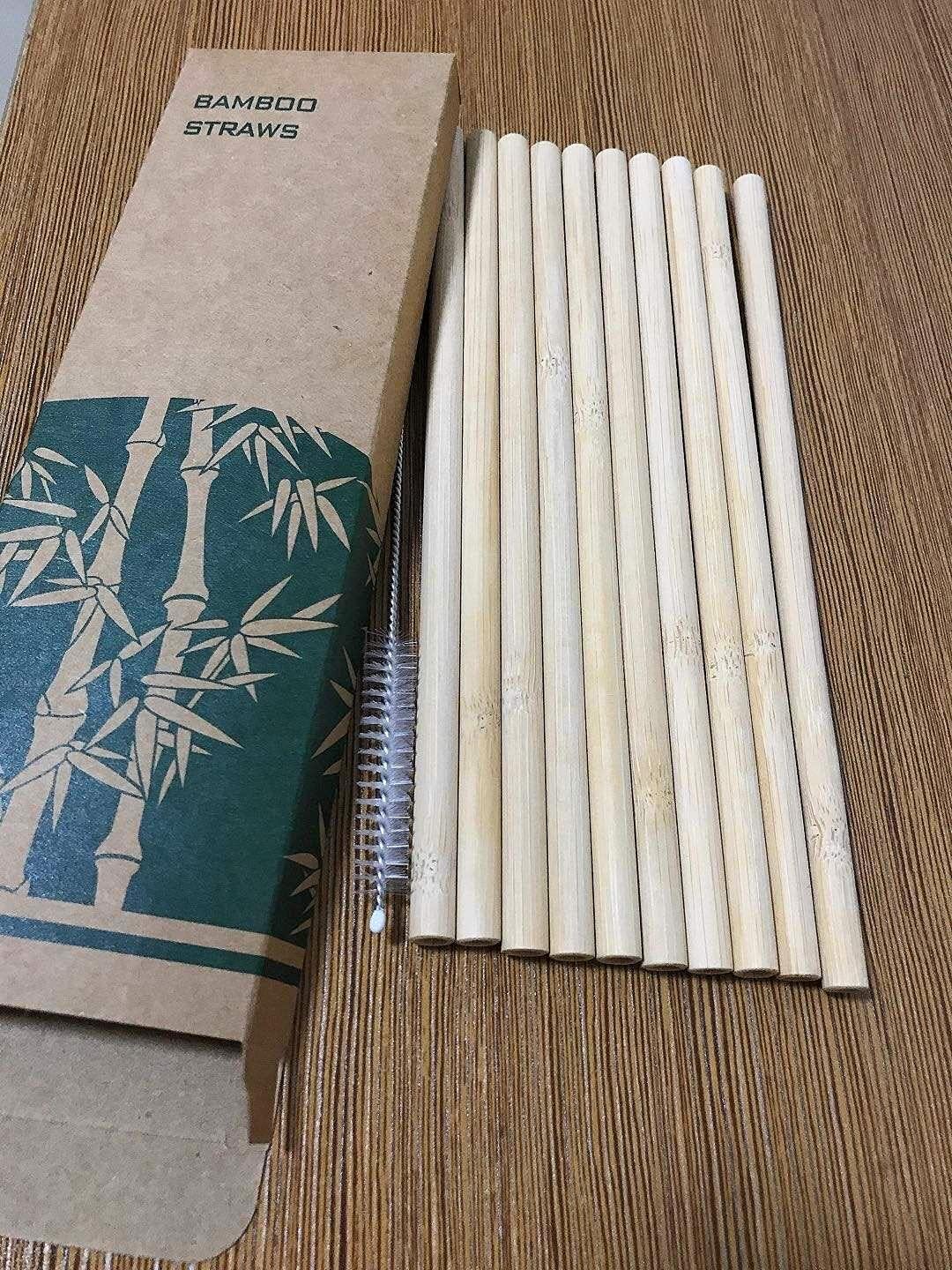 Natural Organic Bamboo Straws (10 pack) | Eco Friendly | Reusable | BPA Free | Handmade | 100% Natural | Organic Straws- Biodegradable Bamboo straws