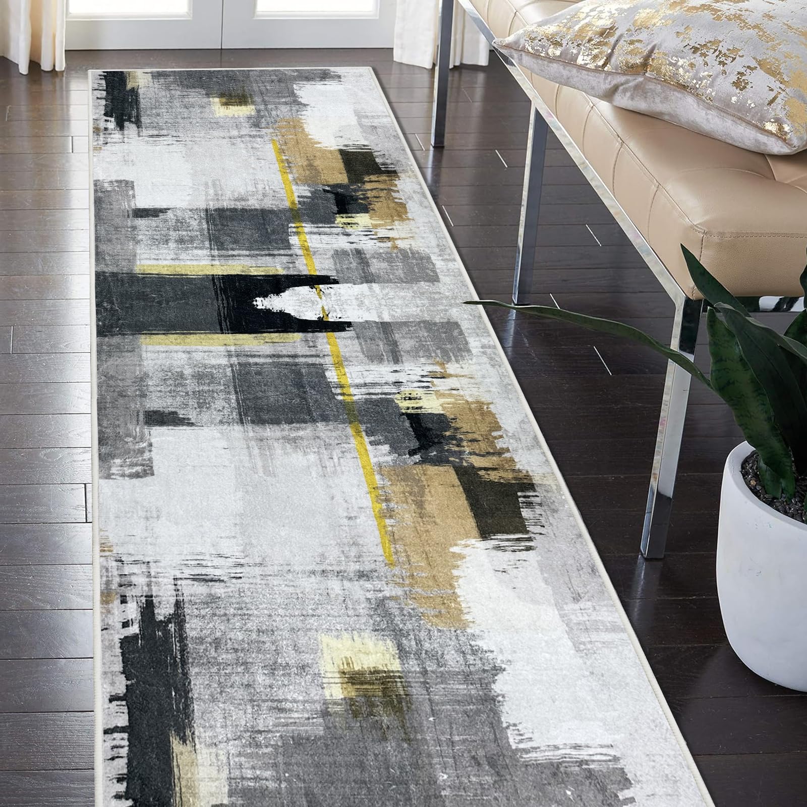 Weidear Modern Area Rug Carpet Runner,Soft Hallway Runner Rug,Backed TPR Non-Slip Entryway Washable Mat,Custom Size Rug for Living Room/Bedroom/Aisle/