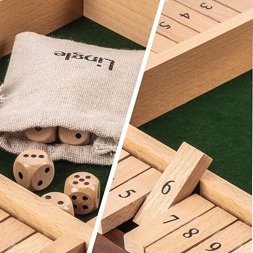 Miniatura 5 de Juego de madera de nogal natural de 12 pulgadas para 1 a 4 jugadores, juego de dados y juego de mesa clásico