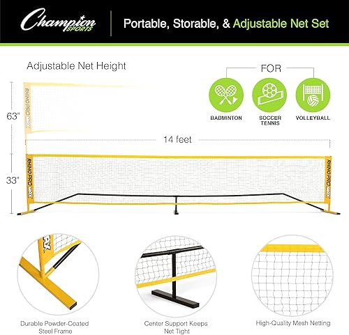 Miniatura 4 de Champion Sports Red deportiva ajustable red deportiva portátil para voleibol, tenis, pickleball y bádminton, múltiples anchos