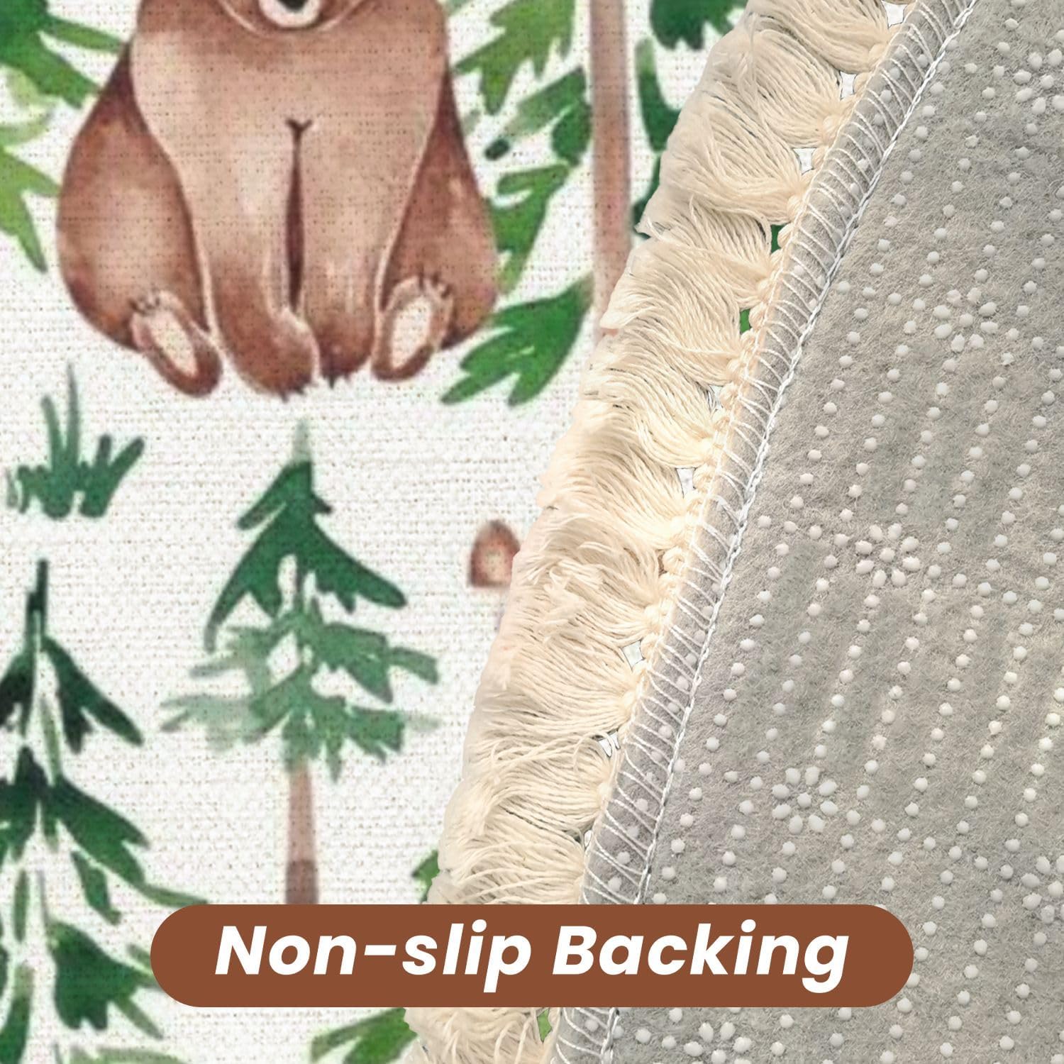 Animal Round Area Rug, 4ft, Multi6, Hand-woven, Polyester, Stain Resistant, Non-Slip, Washable, Durable