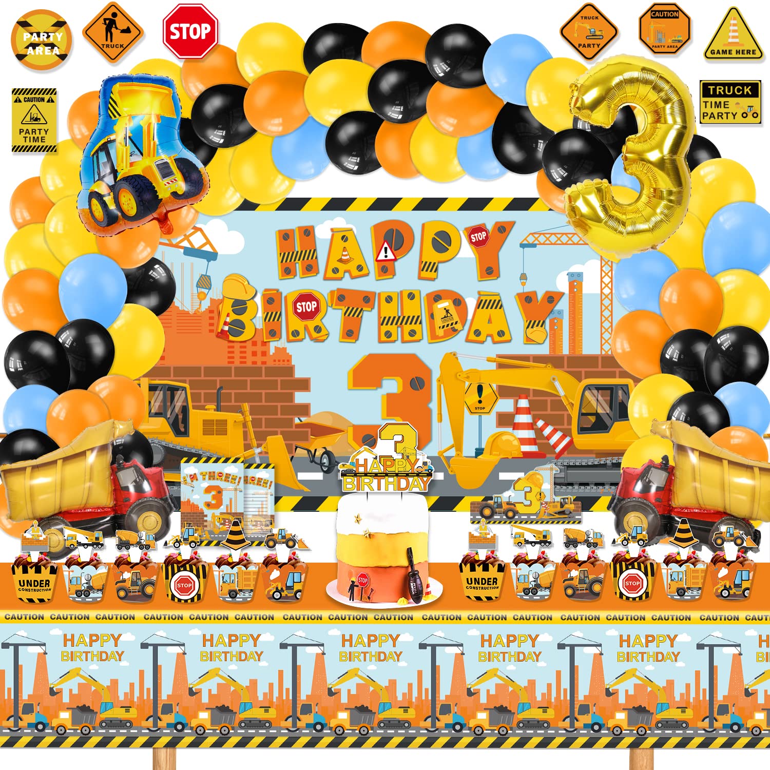 Construction Party Theme For Year Old MpanwenConstruction Birthday Party  Supplies For Year Old Boy, 139 Pcs Dump Truck Party Decorations For Boys  Baby