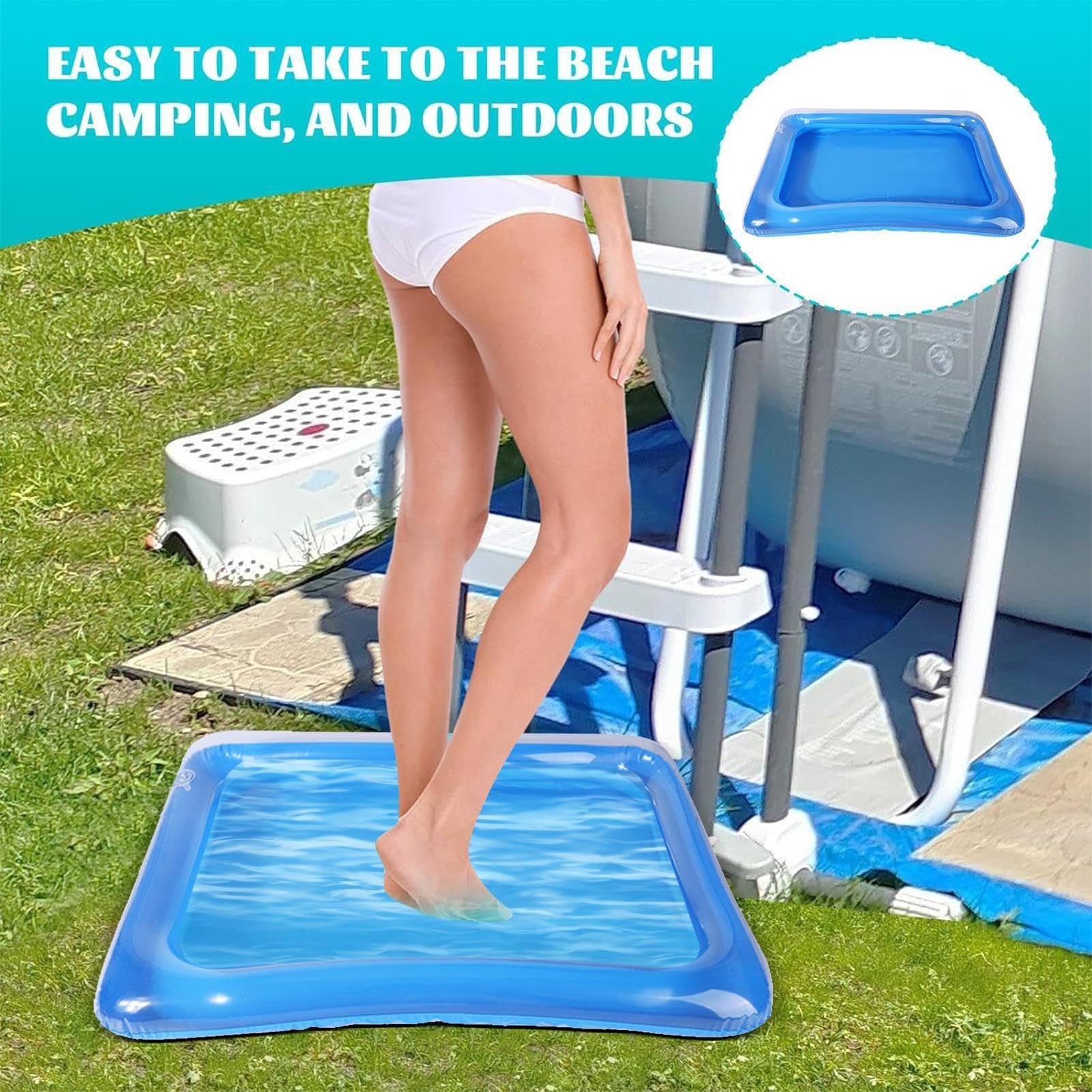 Bacinella pediluvio a piscina - Lavapiedi Gonfiabile - Vasca Lavapiedi Da Piscina - Per Bambini, Adulti, Viaggi, Spiaggia, Campeggio, Vacanza, Cortile, Patio, Hotel, Casa, Cabina, Acquatico