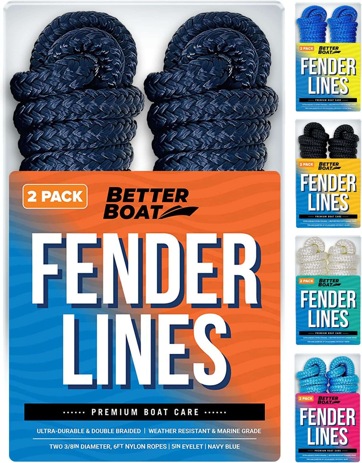 Boat Throw Rope Double Braided Nylon Rope, Stitched Loops