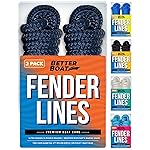 Boat Fender Lines, 3/8 Inch Double Braided Nylon Rope, 6 Ft with Loop, 2 Pack, Navy Blue, for Buoy, Jet Ski Mooring, Docking & Small Boat Bumpers