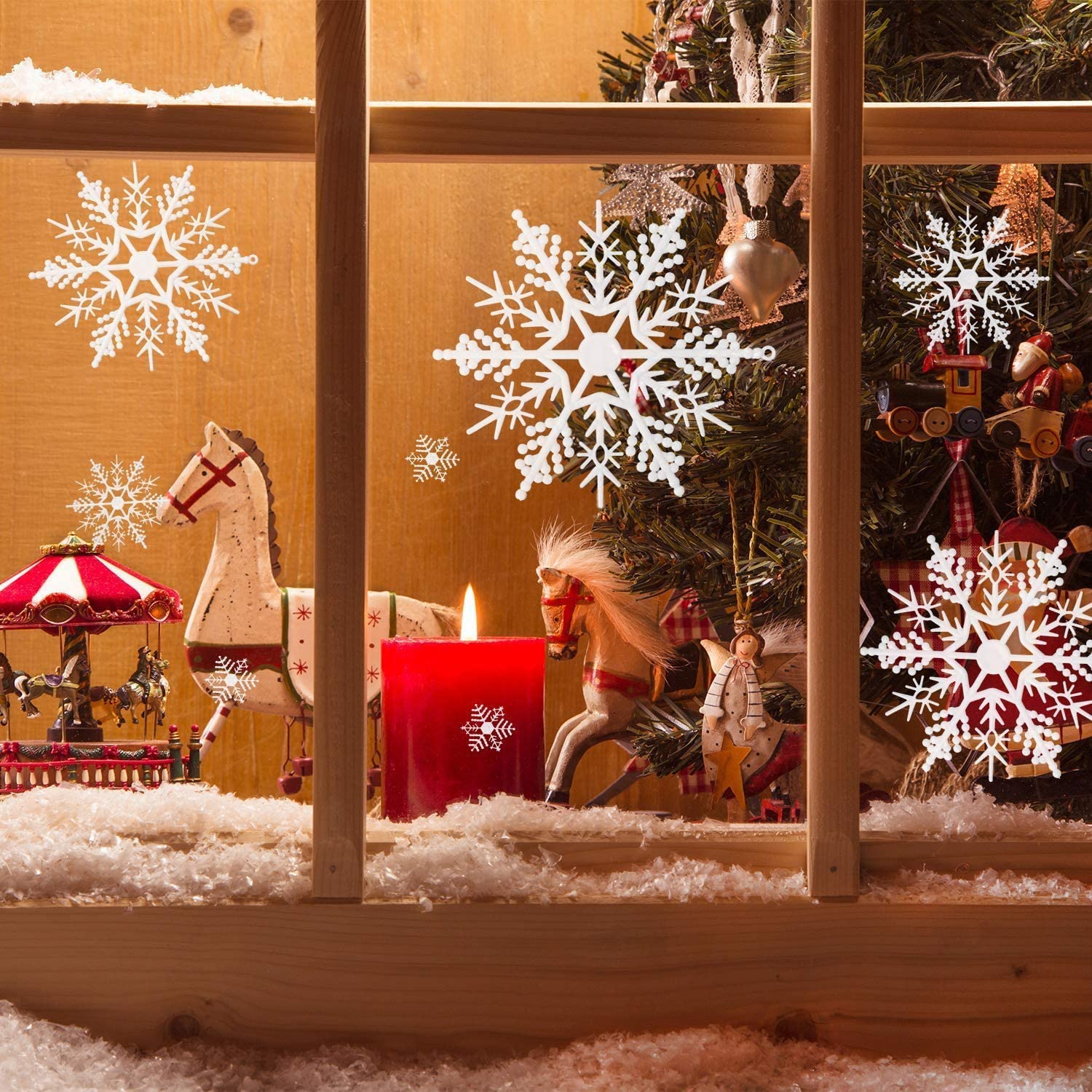 Decorazioni Albero di Natale in Legno, Fiocchi di Neve Legno, Albero di Natale Ornamenti Legno, Natale Ciondolo in Legno, Ornamenti Artigianali Fai da Te Vengono Utilizzati (B