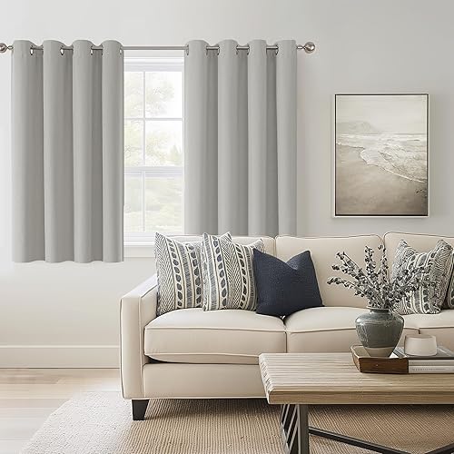 Miniatura 217 de ChrisDowa Cortinas 100% opacas de abedul liso de 96 pulgadas de largo, 2 paneles para dormitorio, sala de estar, oscurecimiento de la habitación de