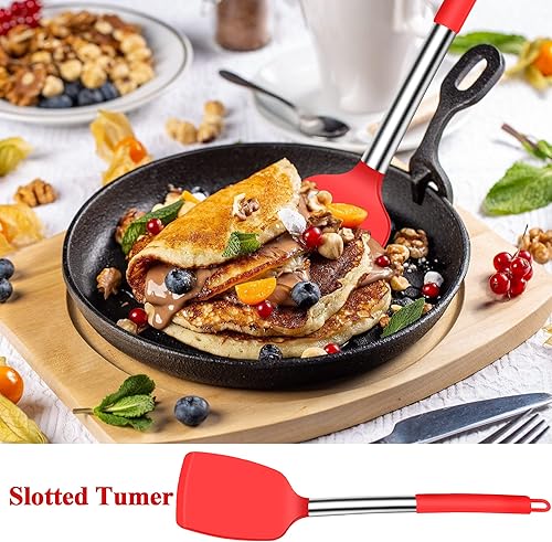 Miniatura 7 de Espátula de cocina de silicona, espátula ranurada de silicona grande resistente al calor, espátulas sólidas para utensilios de cocina