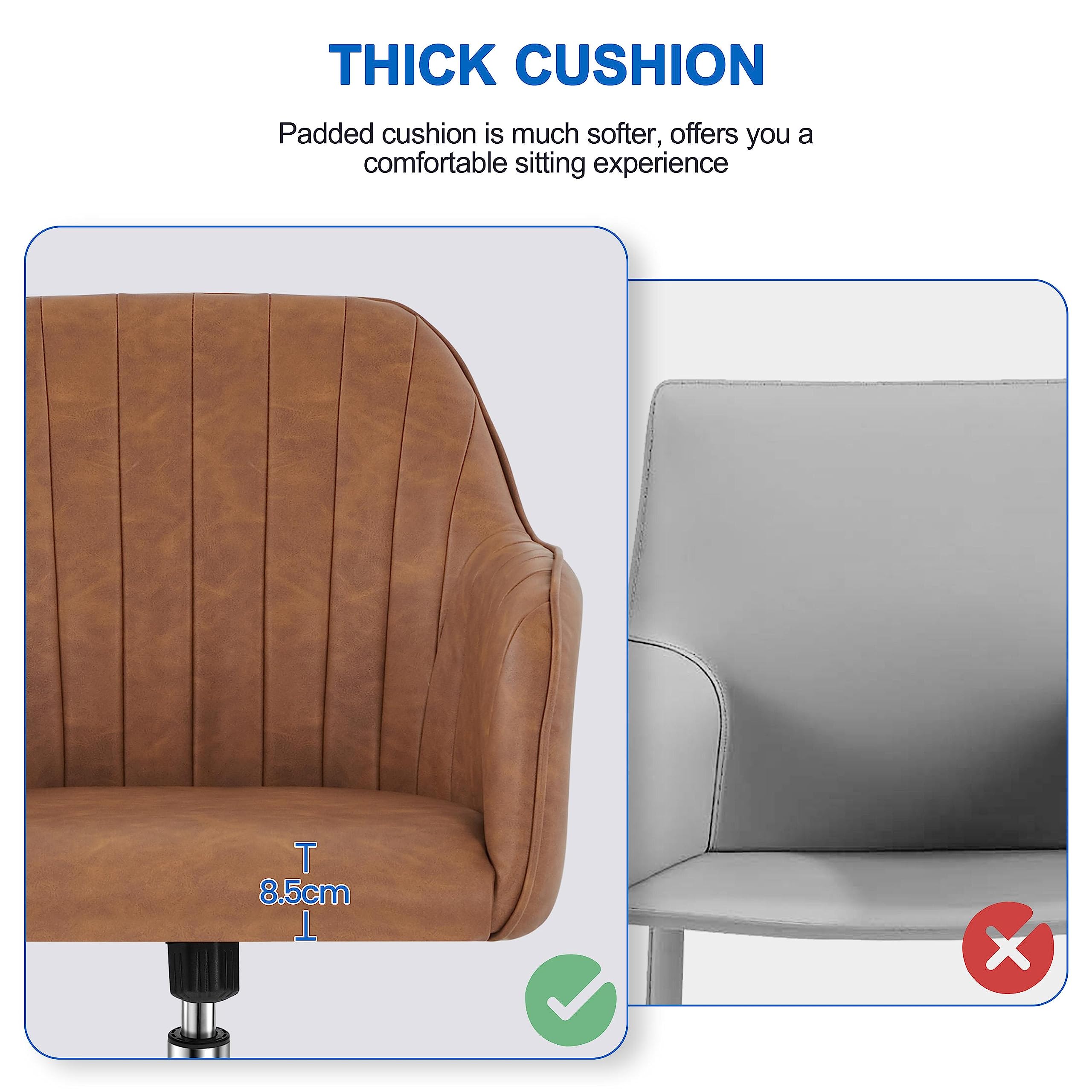 Abician Chaise Bureau Design Fleur Fauteuil de Bureau en Similicuir avec Dossier Arrondi Inclinable Hauteur Réglable pour Chambre Bibliothèque