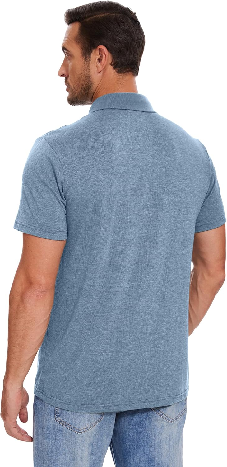 Men's Casual Polo Shirts Short Sleeve Summer Shirts Classic Collared Golf Shirt - Image 4
