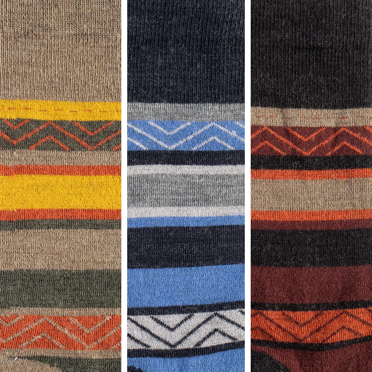 CALZITALY 3 Paia di Calze in Lana Merino con Fantasia a Strisce | Blu, Beige, Nero | 35/38, 39/42, 43/46 | Made in Italy