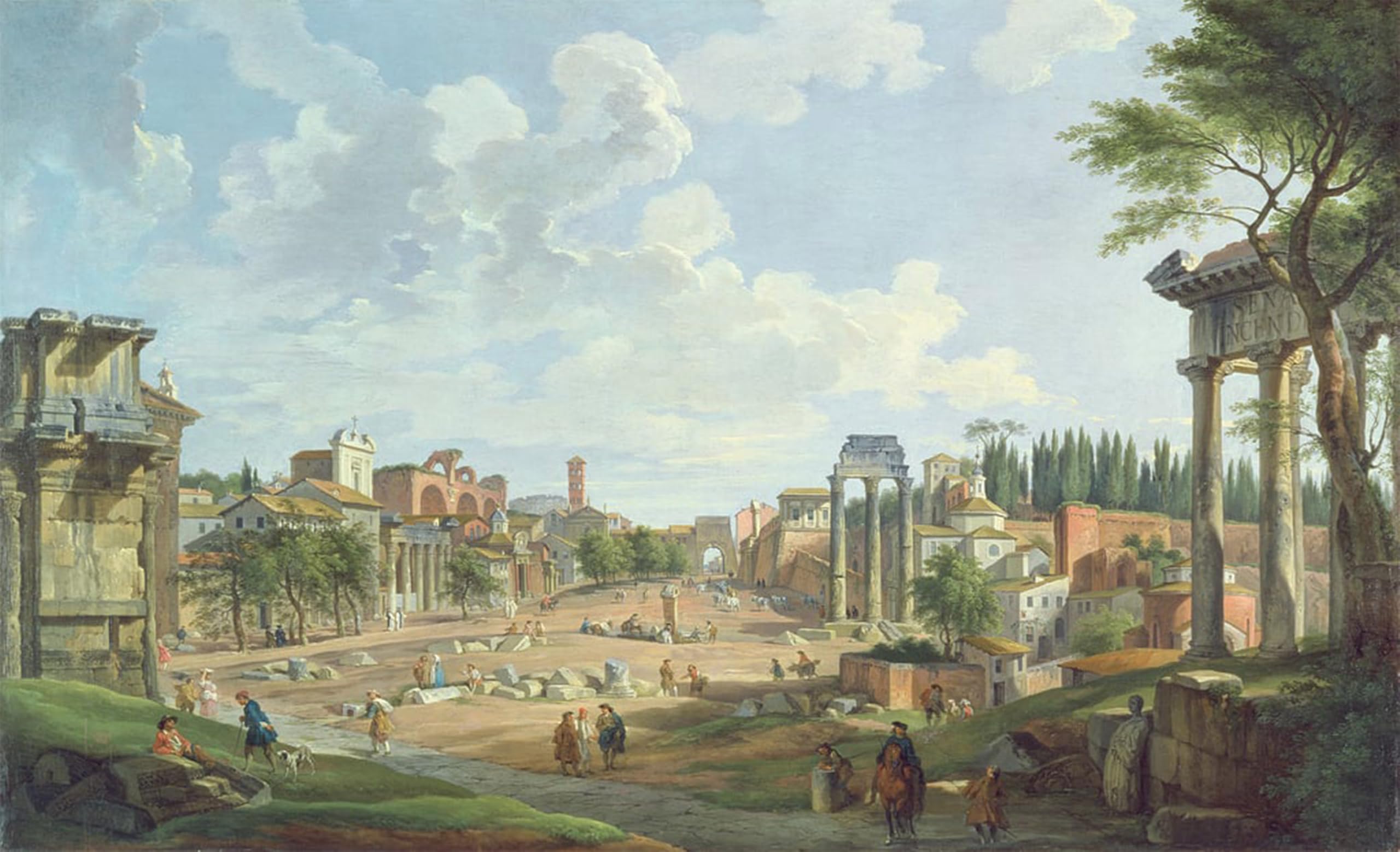 ARTXLXXBN Famous Painting Canvas Artwork Graffiti Print View of the Roman Forum by Paolo Pannini Portrait Canvas Image for Home Decor 60x90cm