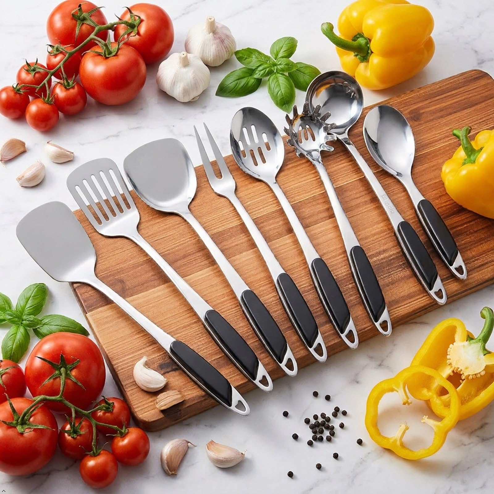 Teyyvn Ustensiles de cuisine en acier inoxydable 8 pièces