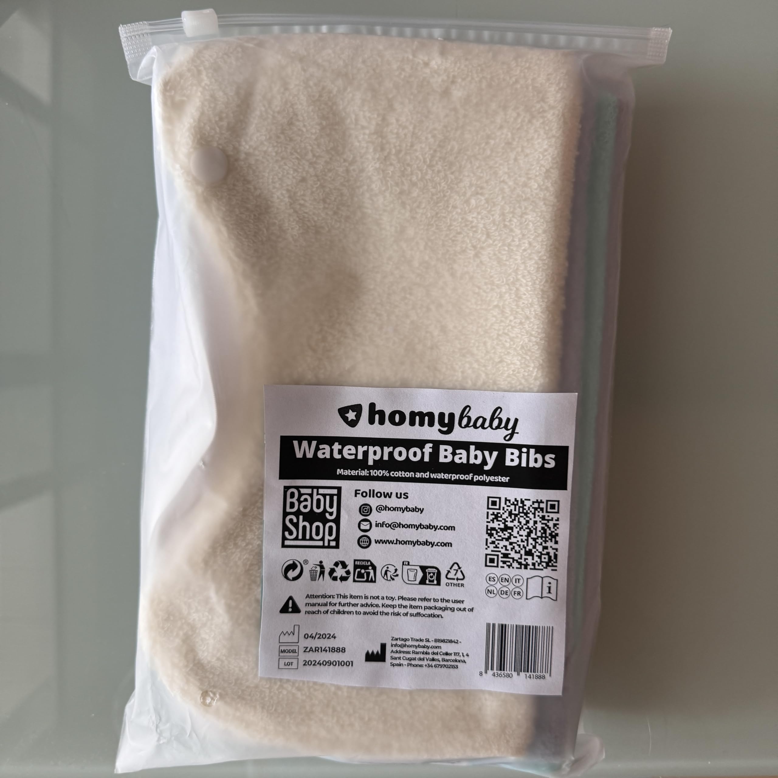 HOMYBABY® Lot 5 Bavoirs Bebe pour DME en Éponge - Bavoir Elastique Maternelle - Idéal pour la Crèche - Bavoir Imperméable Bébé Réutilisable - Puericulture bébé