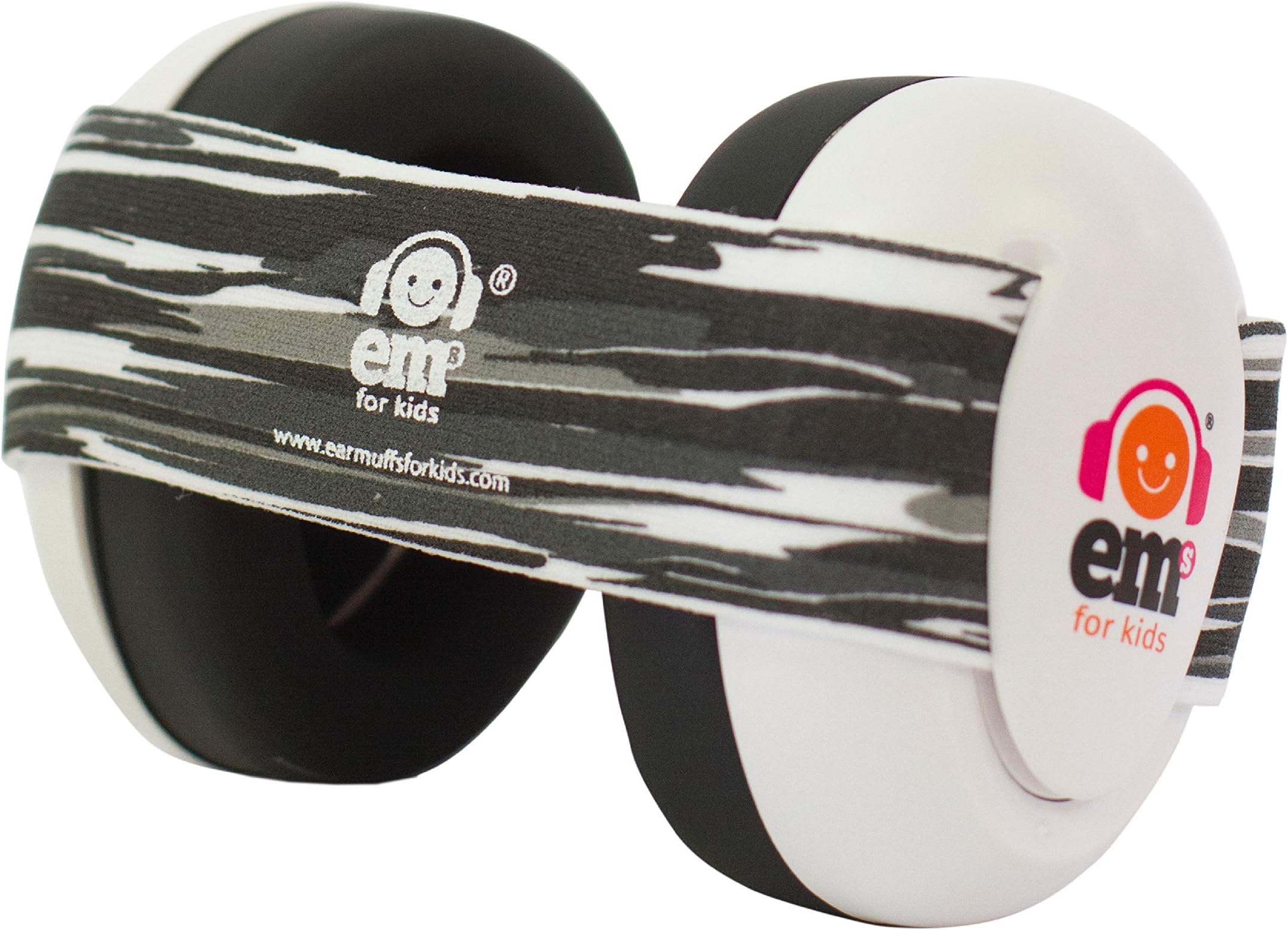 Ems for Kids Baby Ear Defenders (Earmuffs) - White with Black Oyster Pearl. The Original Baby Earmuffs, Now Made in The USA! Great for Concerts, Music Festivals, Planes, NASCAR, Motor Racing, Power Tools and More! ...