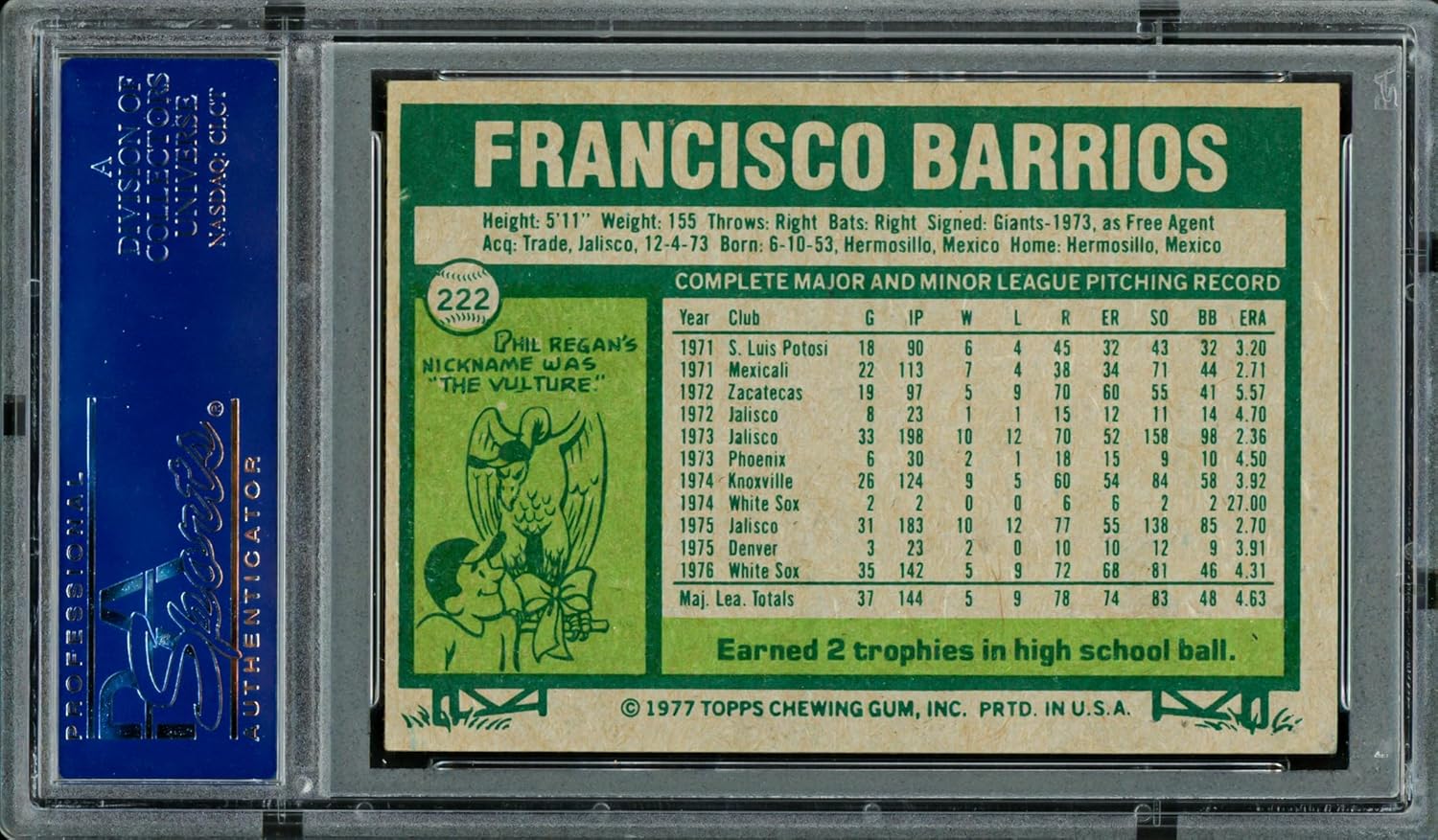 Francisco Barrios Autographed 1977 Topps Baseball Card #222 PSA/DNA #83306431