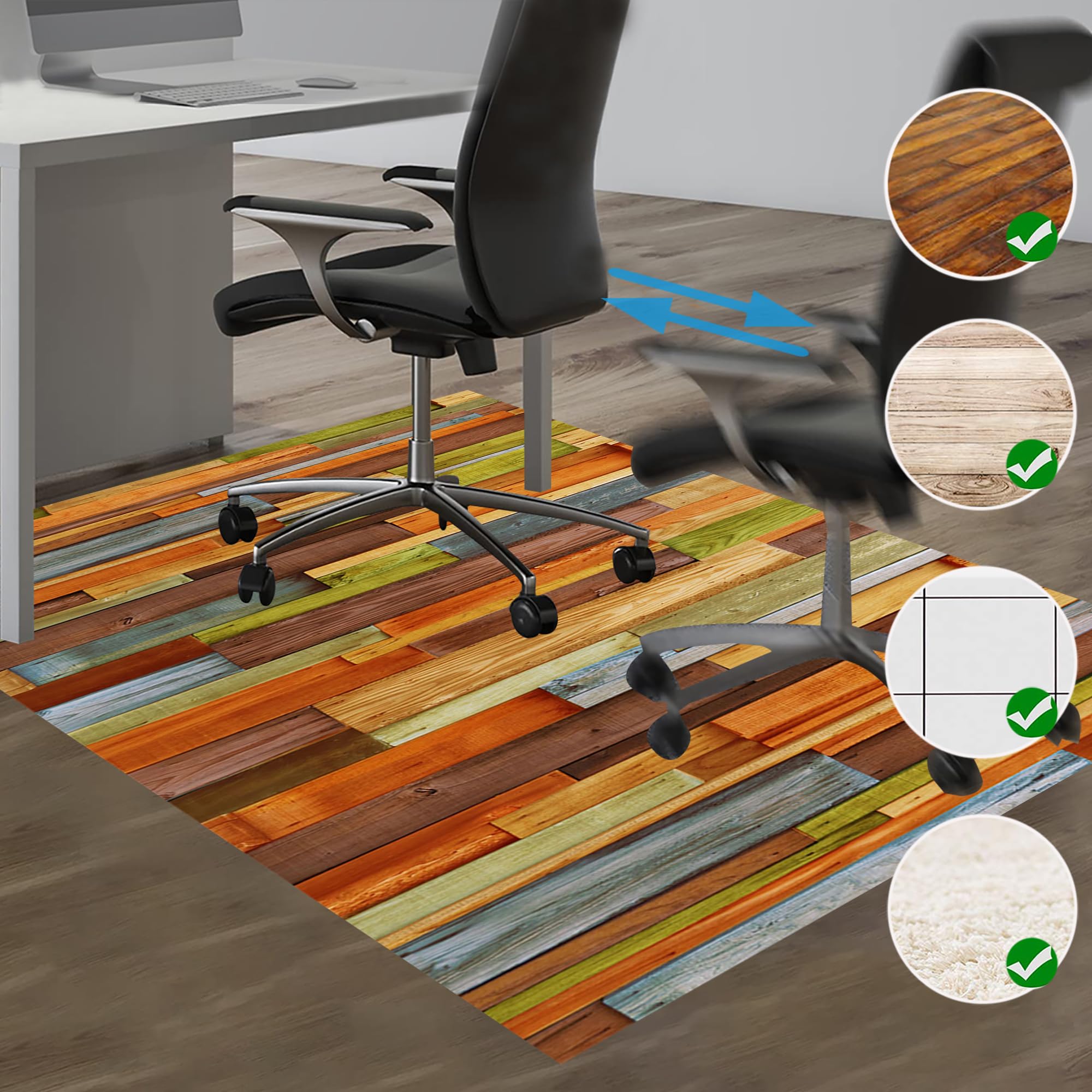 Tapis Chaise de Bureau, Tapis Protection Sol Chaise Bureau Antidérapant, Protège Parquet Fauteuil à roulettes pour Sols Durs, Tapis Fauteuil Bureau, Tapis Gaming Sol Facile à Nettoyer 130 x 150 cm