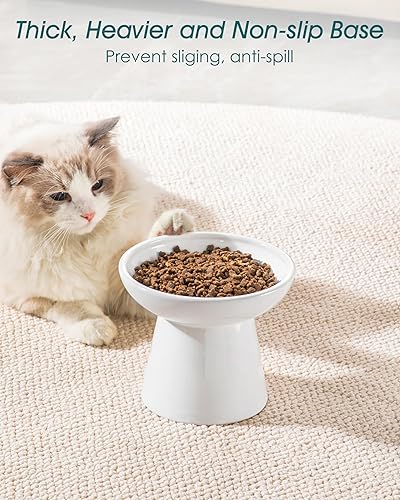 Miniatura 6 de vancasso Paquete de 2 cuencos elevados para gatos, platos elevados de cerámica para alimentos y agua para gatos con 5.1 pulgadas de altura y 6.2