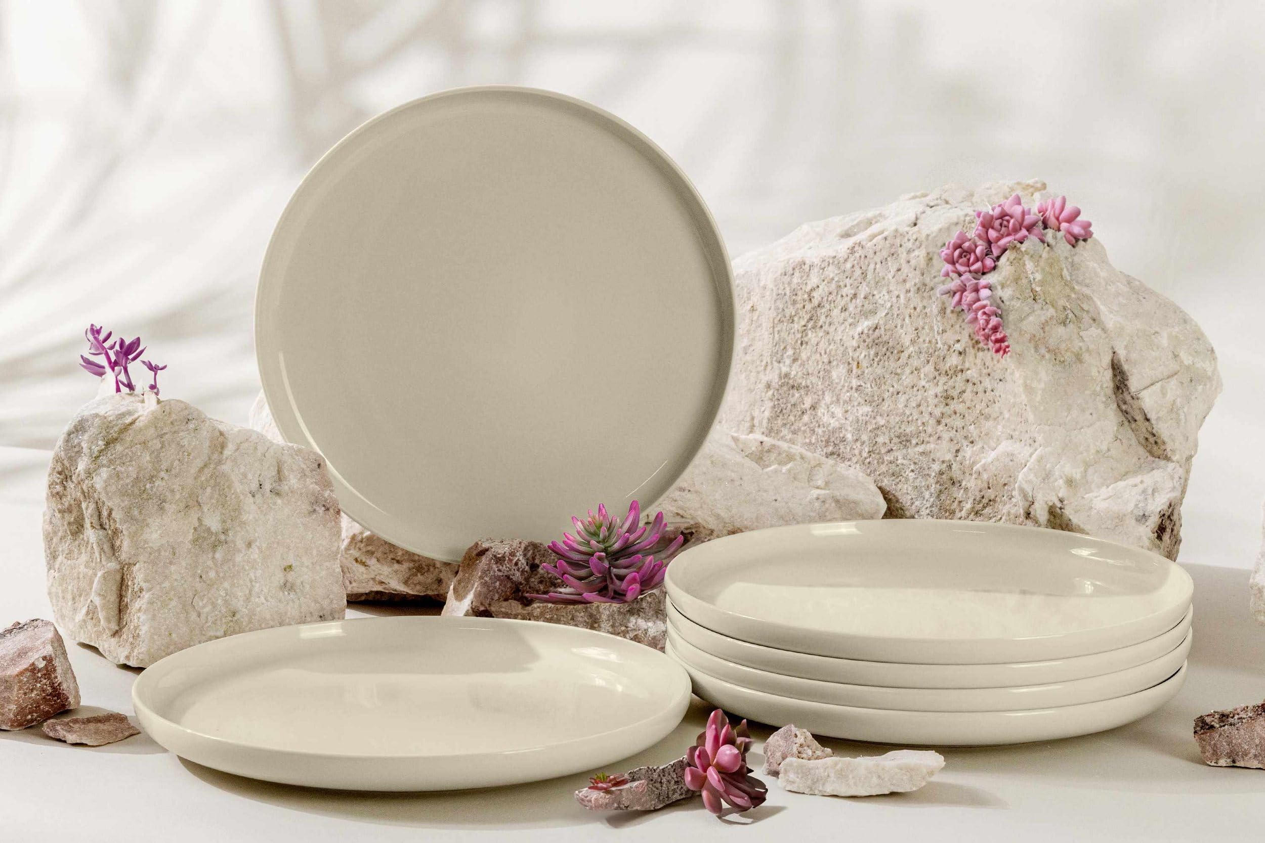 Konsimo. Speiseteller Set für 6 Personen - VICTO Tellerset aus Keramik - Teller Set 6er - Spülmaschinen - Mikrowellengeeignet - Moderne Großer Essteller - 27 cm - Beige