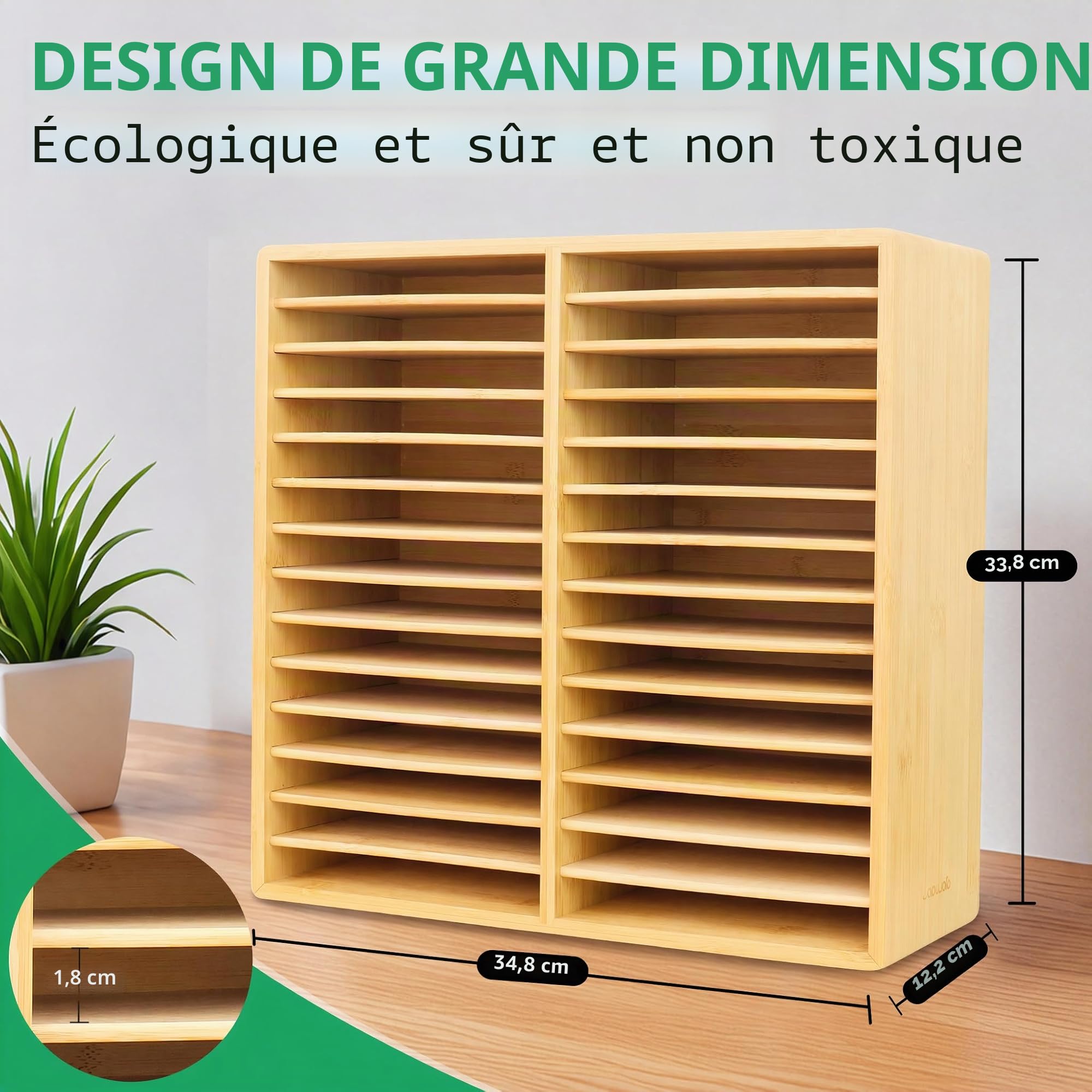 walowalo Organiseur de marqueurs en bambou pour 280 marqueurs - Porte-stylos - Organisateur de rangement pour crayons - 28 compartiments - Rangement tout-en-un pour le bureau et la maison (peut